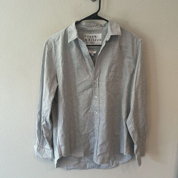 Frank & Eileen Gray Cotton Eileen Button Front Blouse Womens Size Small - Picture 1 of 9